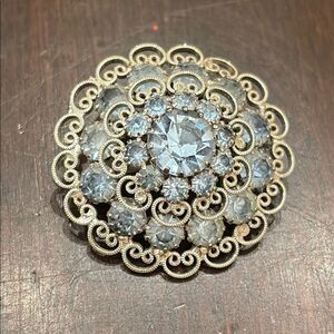 Elegant Vintage Silver and Blue Flower Brooch